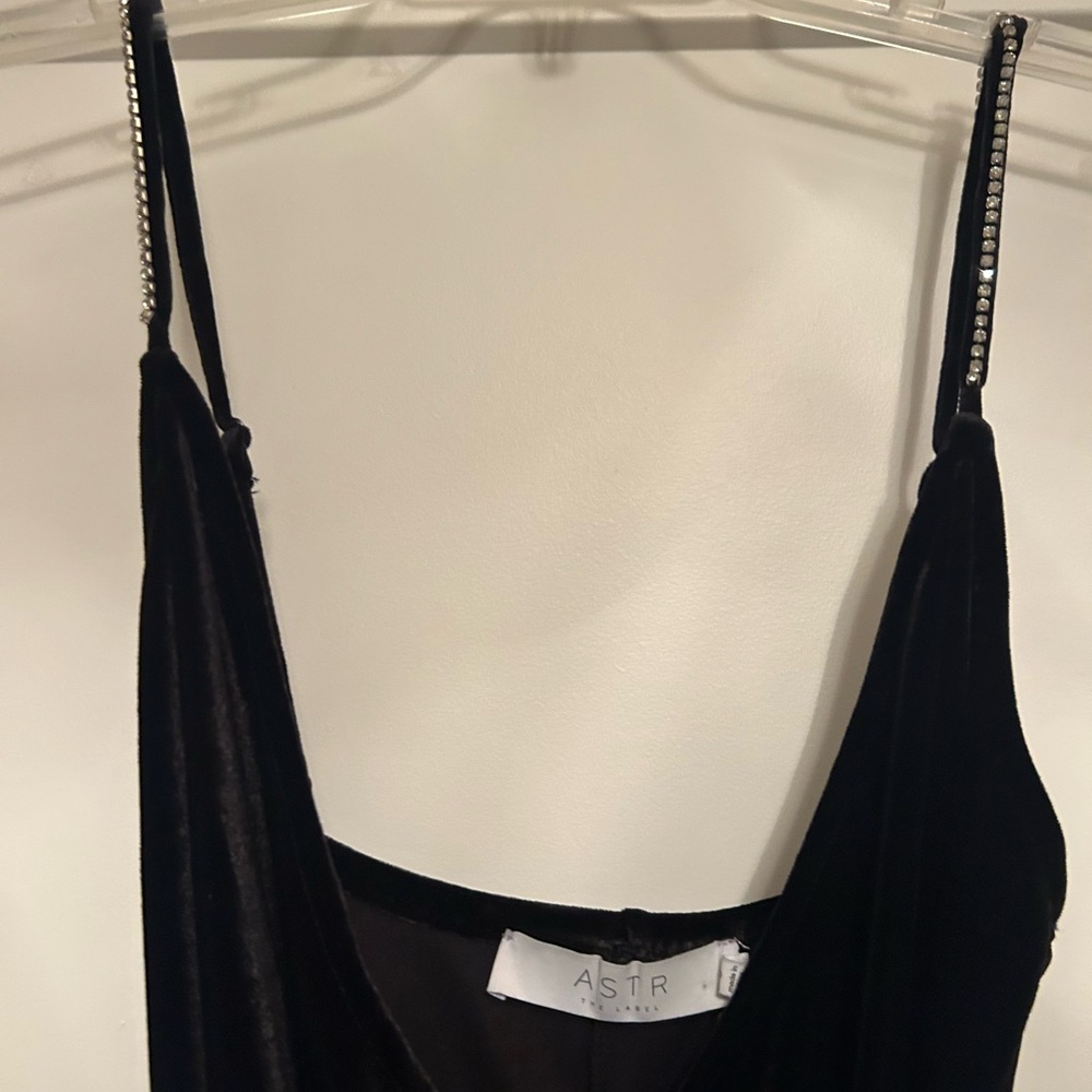 ASTR Black Velvet Dress with Sparkling Straps